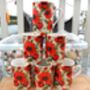 Set Of Six Straight Mugs In Red Poppy Design, thumbnail 3 of 11