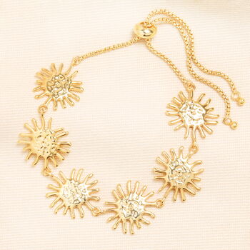 Hammered Sun Chain Bracelet In Gold Plating, 2 of 4