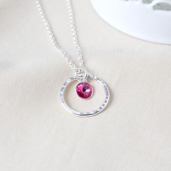 Sterling Silver Eternity Circle And Birthstone Necklace, 2 of 5