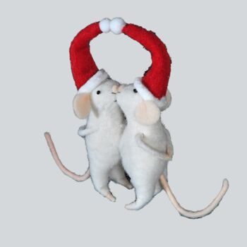 Pair Of Kissing Mice Christmas Decorations, 2 of 3