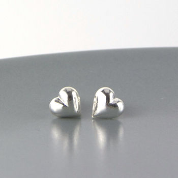 Sterling Silver Heart Stud Earrings, 2 of 8