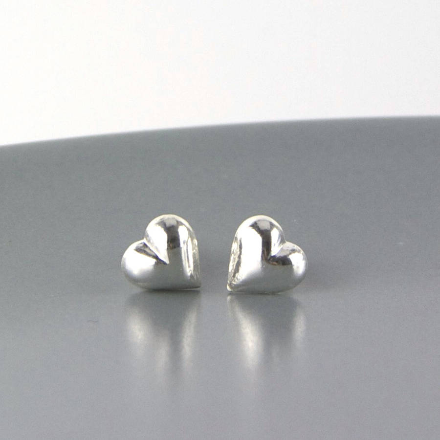 Sterling Silver Heart Stud Earrings By Gaamaa | notonthehighstreet.com