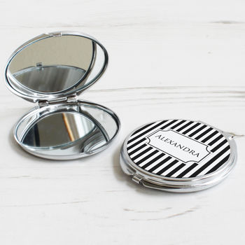 Personalised Stripe Compact Mirror, 6 of 6