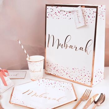 Mubarak Gift Bags White And Rose Gold Three Pack, 2 of 5
