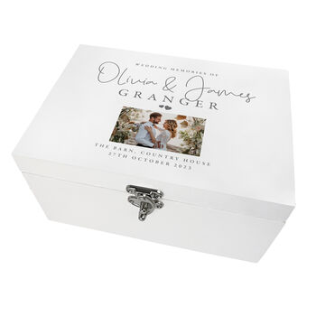 Personalised Luxury White Wedding Photo Keepsake Memory Box, 8 of 8