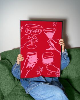 Cheers Cocktails Pink And Red Print, 3 of 4