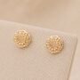 Gold Plated Sterling Silver Marigold Flower Stud Earrings – 7mm, thumbnail 3 of 9