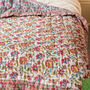 Handmade Vintage Rose Block Print Bedspread Double/King, thumbnail 7 of 10