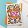 Personalised Bee's Illustrated 17th Birthday Card, thumbnail 2 of 2