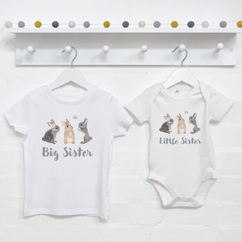 Big Sister Little Sister Bunny T Shirt Set, 2 of 3