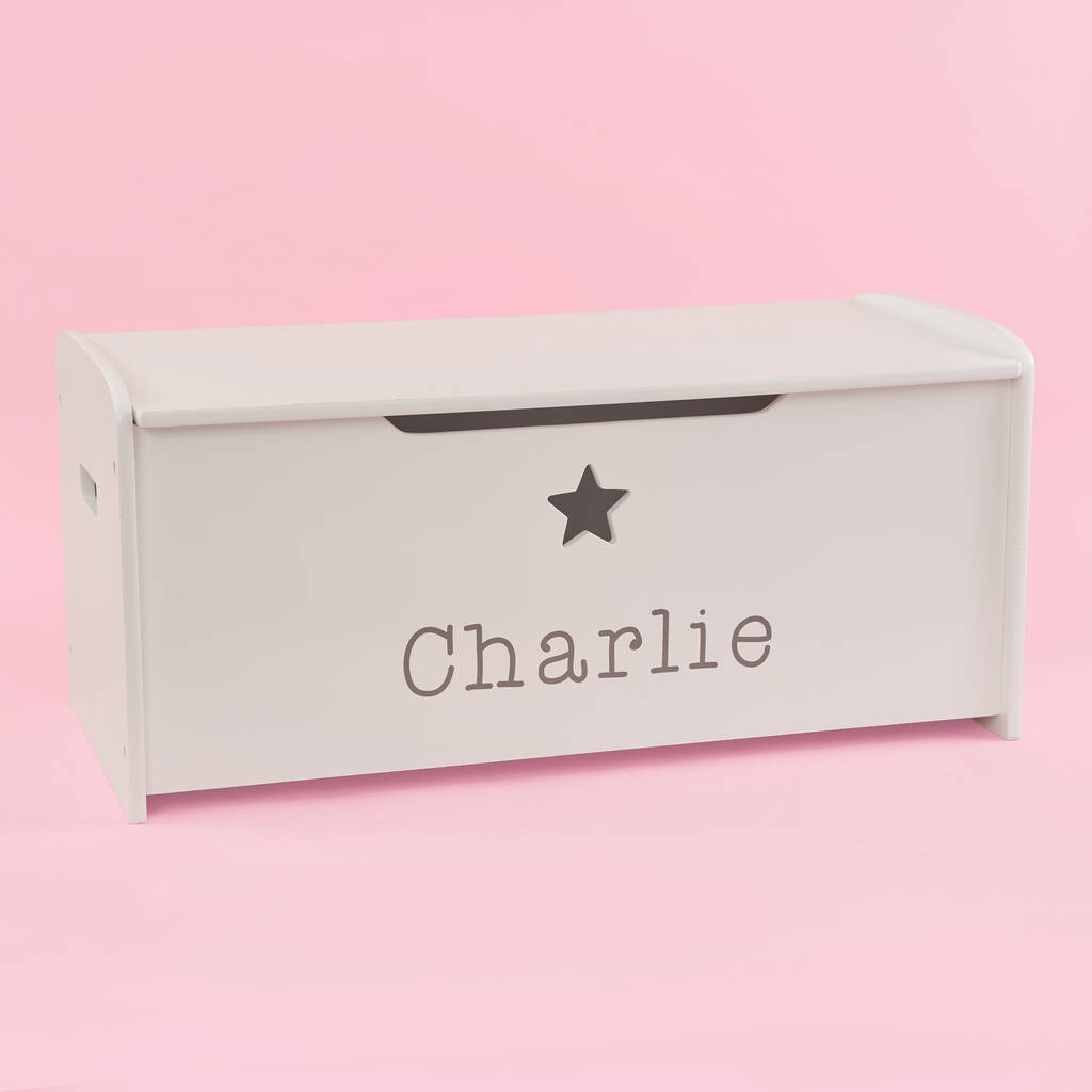 Personalised Large White Star Design Toy Box, 1 of 4