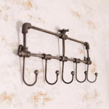 Metal Coat Rack Wall Mounted Pipe Hooks Home Storage, 11 of 11