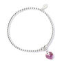 Rose Crystal Heart Sterling Silver Ball Bead Bracelet, thumbnail 1 of 4