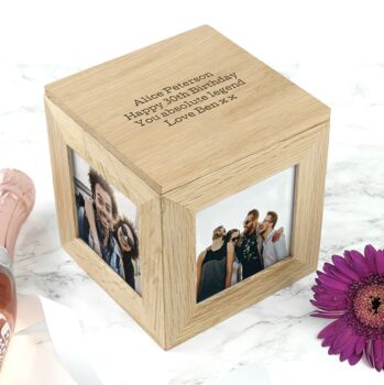 Personalised Oak Wedding Photo Cube, 2 of 6