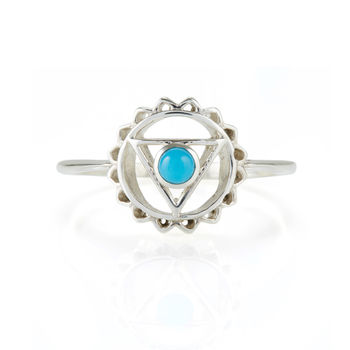 Throat Chakra Turquoise Ring Silver Or Gold Plated, 5 of 10