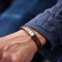Personalised Three Year Anniversary Leather And Steel Men's Bracelet, thumbnail 2 of 6