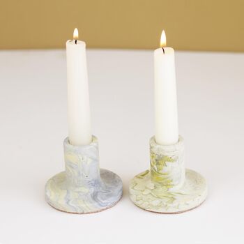 A Pair Of Marbled Jesmonite Candle Holders, 5 of 7