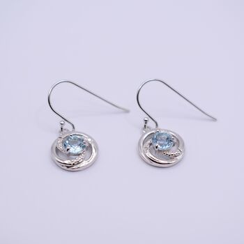 Sterling Silver Open Circular Blue Topaz Earrings, 2 of 5