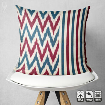 Striped And Zig Zag Ikat Handwoven Cushion Cover, 4 of 7