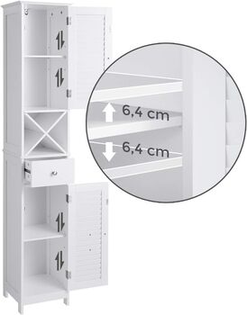 Tall Bathroom Storage Cabinet With Louvered Doors, 5 of 7