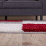 The Rugs Geometric Shaggy Rug Red Checkered Rug, thumbnail 3 of 12