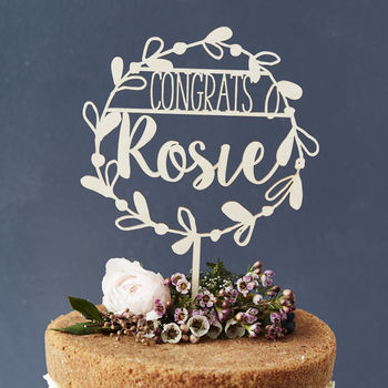 Personalised Congratulations Floral Cake Topper, 8 of 8