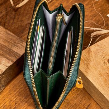 Women's Genuine Leather Purse In Racing Green, 5 of 6