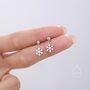 Sterling Silver Minimalist Snowflake Dangle Stud Earrings, thumbnail 6 of 11