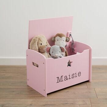 Personalised Pink Star Design Toy Box, 2 of 4