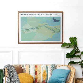 North Downs Way Art Print With Walking Trail Map, 5 of 10