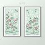 Peony And Butterfly Chinoiserie Set Of Two Prints, thumbnail 2 of 5