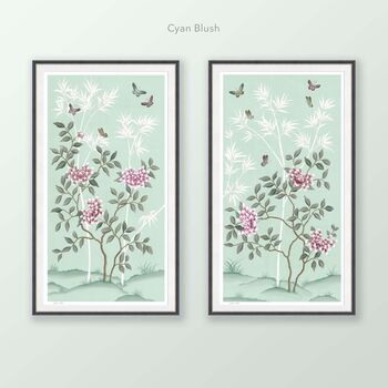 Peony And Butterfly Chinoiserie Set Of Two Prints, 2 of 5