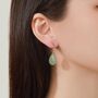 Sterling Silver Green Aventurine Jade Droplet Hoop Earrings, thumbnail 3 of 11