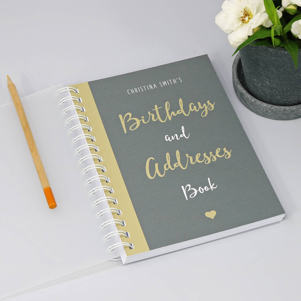 personalised birthday and address book by designed