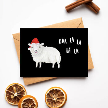 'Baa La La La La' Santa Sheep Christmas Card, 6 of 10