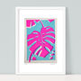 Hot Pink Monstera Fabric Screen Print, thumbnail 1 of 4