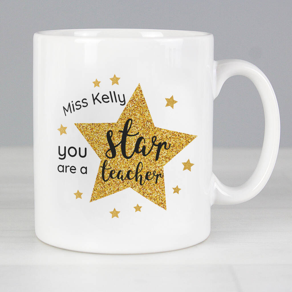 Personalised Gold Star Teacher Mug By Pink Pineapple Home & Gifts