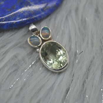 Green Amethyst, Opal Pendant, 6 of 8