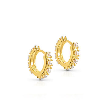 Juno Studded Pearl Inset Hoops, 5 of 5