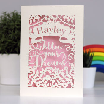 Personalised Papercut Follow Your Dreams Card, 10 of 12