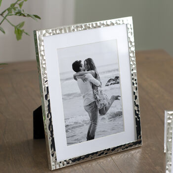 Silver Plated Narrow Hammered Photo Frame, 2 of 3