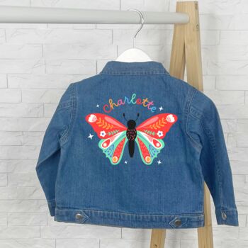 Personalised Bright Butterfly Kids Denim Jacket, 4 of 4