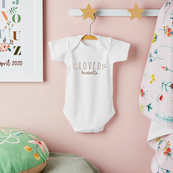 Personalised Floral Name Cotton Babygrow, 2 of 3