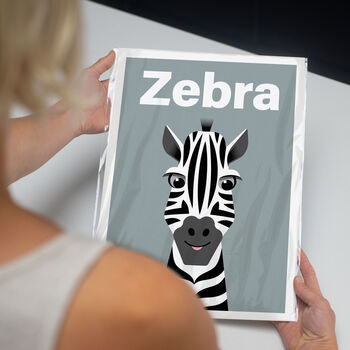 Personalised Children's Zebra Art Print, 7 of 7