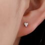 Tiny Cz Trio Three Dot Stud Earrings In Sterling Silver, thumbnail 1 of 12