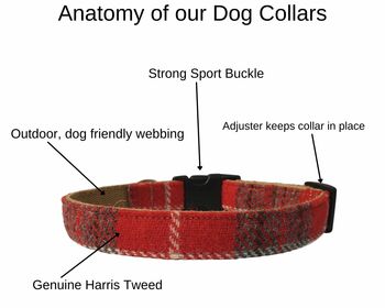 Dog Collar Harris Tweed Purple Herringbone, 2 of 2