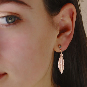 Sterling Silver Single Feather Earrings, 2 of 8
