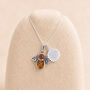 Personalised Sterling Silver Baltic Amber Bee Pendant Necklace, thumbnail 1 of 12