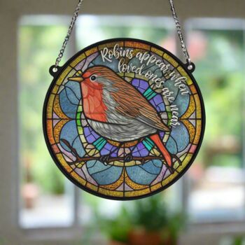 Robin Appear Stained Glass Effect Suncatcher, 5 of 7