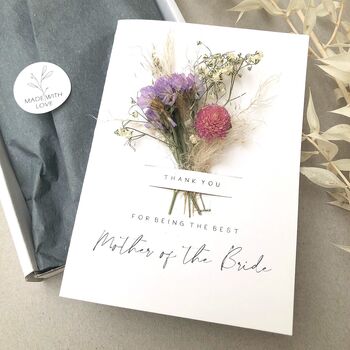 Thank You Dried Flowers Mother Of Bride And Groom Cards, 4 of 4